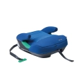 Booster Sorino Eris i-Size w kolorze niebieskim z zielonym mocowaniem ISOFIX, szerokim siedziskiem i tapicerką z siatki Mesh 3D.