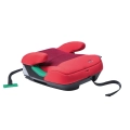 Booster samochodowy Sorino Eris i-Size w kolorze czerwonym z siatki Mesh 3D, podłokietnikami i zielonym mocowaniem ISOFIX.