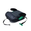 Booster samochodowy Sorino Eris i-Size w kolorze szaro-czarnym, widok z góry pod kątem, z wygodnymi podłokietnikami, zielonymi elementami ISOFIX i ergonomiczną konstrukcją.