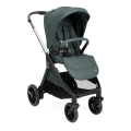 Funkcjonalny wózek spacerowy Chicco Bellagio Tir Tree w kolorze zielonym, z miękkim siedziskiem, amortyzowanymi kołami i ochronnym pałąkiem