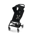 Czarny magic black wózek spacerowy Cybex Agis, składany do wymiarów bagażu podręcznego, z amortyzacją i pojemnym koszem na zakupy, stworzony dla aktywnych rodziców