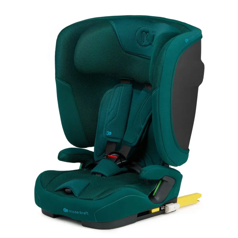 Kinderkraft FIX2GO i-Size w kolorze zielonym, fotelik samochodowy z systemem ISOFIX i SPS+