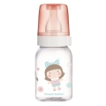 Butelka szklana Canpol babies 120 ml TOYS z motywem dziewczynki w kokardce, smoczek silikonowy, bezpieczna dla niemowląt od 3 miesiąca życia