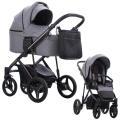 Szary 03 wózek Bebetto Pascal 2w1 – nowoczesny wózek dziecięcy z lekkim stelażem, gondolą i spacerówką