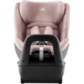 Britax-Römer Swivel 2 Dusty Rose ustawiony przodem – widoczny zagłówek w kształcie litery V, skrzydełka boczne i pasy 5-punktowe