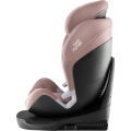 Fotelik Swivel 2 w kolorze Dusty Rose pokazany od boku. Widoczny mechanizm regulacji i głębokie siedzisko chroniące dziecko w trakcie jazdy