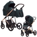 Bebetto Flavio Premium Class Stella 01 – zielony wózek 2w1 z lekką gondolą i spacerówką na rose gold stelażu, idealny na każdy space