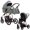 Bebetto Flavio Premium Class Stella 03 – miętowy wózek 2w1 z gondolą i spacerówką, lekki i składany, w modnym kolorze rose gold