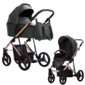 Bebetto Flavio Premium Class Stella 06 – ciemnozielony wózek głęboko-spacerowy 2w1, lekka gondola, wygodna spacerówka i rose gold stelaż