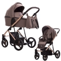 Bebetto Flavio Premium Class Stella 08 – brązowy wózek 2w1 z gondolą i spacerówką, składany i amortyzowany, w kolorze rose gold