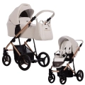 Bebetto Flavio Premium Class Stella 09 – biały wózek 2w1 z lekką gondolą i spacerówką, na nowoczesnym rose gold stelażu, idealny od narodzin