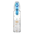 Butelka szklana Canpol babies 240 ml z silikonowym smoczkiem w oryginalnym opakowaniu, oznaczona jako BPA free i przeznaczona dla dzieci 12m+, z kolorowym nadrukiem gwiazdek – doskonała do przechowywania i karmienia mlekiem.
