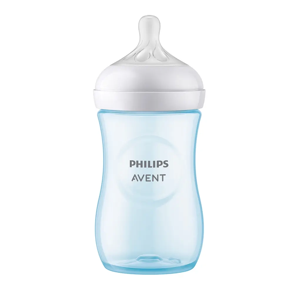 Philips Avent Responsywna Natural Butelka 260 ml niebieska – przezroczysta butelka do karmienia niemowląt z miękkim smoczkiem naśladującym pierś mamy, wykonana z bezpiecznego materiału wolnego od BPA