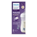 Philips Avent Natural Response Butelka 260 ml z grafiką koali w opakowaniu – fioletowe pudełko prezentujące butelkę dla niemowląt z antykolkowym smoczkiem, stworzoną do naturalnego karmienia i łączenia z karmieniem piersią
