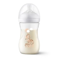 Philips Avent Responsywna Natural Butelka 260 ml z motywem żyrafy – przezroczysta butelka do karmienia niemowląt z miękkim smoczkiem responsywnym i zaworkiem antykolkowym, wykonana z bezpiecznego materiału wolnego od BPA