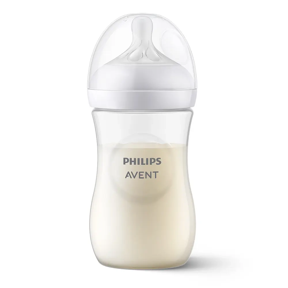 Philips Avent Responsywna Natural Butelka 260 ml przezroczysta – ergonomiczna butelka do karmienia niemowląt z miękkim smoczkiem responsywnym i zaworkiem antykolkowym