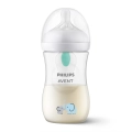 Butelka Philips Avent Natural z systemem antykolkowym AirFree wypełniona mlekiem, przezroczysta, z miękkim smoczkiem i nadrukiem niebieskich słoników