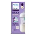Opakowanie butelki Philips Avent Natural Response AirFree 260 ml w kolorze fioletowym, prezentujące smoczek naśladujący pierś mamy oraz system antykolkowy AirFree redukujący kolkę, gazy i refluks u niemowląt