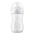 Butelka Philips Avent Natural Response 260 ml z systemem AirFree, przezroczysta z białą nakrętką i rysunkiem misia z gwiazdkami, przeznaczona do bezpiecznego i naturalnego karmienia dziecka
