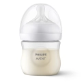 Philips Avent Natural 125 ml – responsywna butelka dla niemowląt z białym smoczkiem i antykolkowym zaworkiem, wypełniona mlekiem, bez BPA