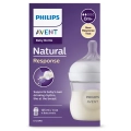 Opakowanie Philips Avent Natural Response 125 ml – butelka dla niemowląt z responsywnym smoczkiem, fioletowe pudełko z opisem wspierającym karmienie piersią i butelką
