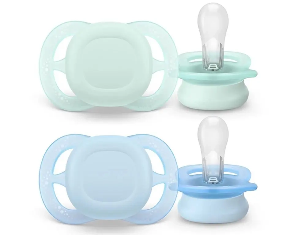 Philips Avent Ultra Start 0-2 m najlżejszy smoczek uspokajający w pastelowych odcieniach zieleni i błękitu, silikonowy, bez BPA