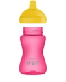 Różowy kubek niekapek Philips Avent SCF804/04 300 ml z żółtą pokrywką i twardym ustnikiem, łatwy w czyszczeniu, idealny do nauki samodzielnego picia bez BPA
