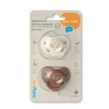 Opakowanie smoczków Babyono 1670 anatomicznych silikonowych Night & Day 18m+, zestaw dwóch sztuk – kremowy i brązowy, bez BPA