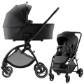 Stylowy wózek Britax-Römer Rio Carbon Black Style 2w1 w eleganckim czarnym kolorze. Lekki, kompaktowy i bezpieczny wózek z gondolą i spacerówką, idealny dla nowoczesnych rodziców
