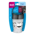 Kubek ze słomką LOVI Freestyle Salt&Pepper 250 ml w oryginalnym opakowaniu, z czarną pokrywką i rysunkiem białego tygryska na kubku
