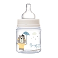 Butelka antykolkowa Canpol babies EasyStart Bonjour Paris 120 ml ze smoczkiem i nadrukiem misia z parasolką – idealna do karmienia niemowląt.