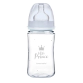 Butelka Canpol babies 240 ml Little Prince niebieska, antykolkowa z ochronną zatyczką i smoczkiem dla niemowląt.