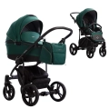 Wózek dziecięcy Bebetto Bresso Onyx 2w1 w kolorze zielonym, z dużą gondolą i siedziskiem spacerowym na ciemnej konstrukcji.