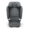 Szary Kinderkraft UNITY 2 i-Size w ustawieniu z podniesionym zagłówkiem, z ergonomicznym siedziskiem i tapicerką AIR FLOW.