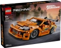 Pudełko zestawu LEGO Technic Toyota Supra MK4 42204 z serii Fast & Furious, przedstawiające pomarańczowy samochód sportowy z 810 elementów, przeznaczony dla dzieci od 9 lat.