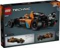 Tył pudełka LEGO Technic NEOM McLaren 42169 prezentujący bolid z różnych ujęć oraz funkcję pull-back.