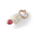 Gryzak do podawania pokarmów BabyOno DINO w kolorze kremowym z silikonową końcówką i ergonomicznym uchwytem, idealny do rozszerzania diety niemowląt.