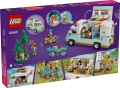 Tylna strona pudełka LEGO Friends 42663 prezentująca funkcje kampera, minilaleczki oraz scenki zabawy.