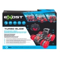 Exost Turbo Slide – opis funkcji pojazdu RC, akrobacje pionowe i ślizgi boczne na opakowaniu.