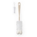 720_04 Szczotka do butelek Babyono z gąbką oraz mini szczoteczka do smoczków, beżowa rączka