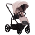 Wózek spacerowy Bebetto Fluxo PRO 03 z różową tapicerką, stelaż Brown, nowoczesny design i stabilna konstrukcja.