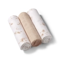 Zestaw trzech pieluszek bambusowych NATURAL BAMBOO 397-13 w naturalnych kolorach z delikatnym roślinnym wzorem