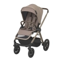 Beżowy wózek spacerowy Espiro Miloo Way 2.0 Perfect Beige z koszem zakupowym i pięciopunktowymi pasami