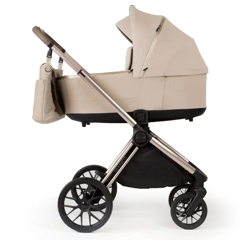 Adamex Bianco 2w1 wózek dziecięcy w kolorze champagne beige z gondolą i torbą