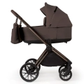 Adamex Bianco 2w1 wózek dziecięcy chocolate brown z gondolą, ciemny elegancki design i duże koła