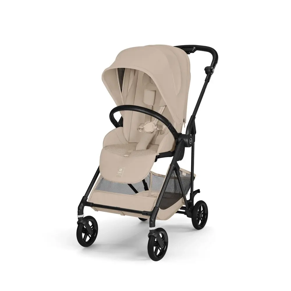Cybex Melio Carbon beżowy wózek spacerowy Almond Beige dla niemowląt od urodzenia