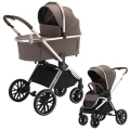 Adamex Spark 2w1 Champagne Fango – elegancki wózek głęboko-spacerowy w kolorze taupe z ramą champagne.