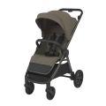 Espiro Wind wózek spacerowy 04 Breeze Taupe w jasnym beżowym kolorze z regulowanym siedziskiem, dużą budką i czarną konstrukcją