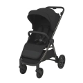 Espiro Wind wózek spacerowy 10 Mistral Black w czarnym kolorze z dużą budką, pasami bezpieczeństwa i amortyzowanymi kołami