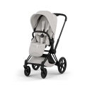 Wózek spacerowy Cybex Priam Style city grey z matową czarną ramą i regulowanym siedziskiem dziecka